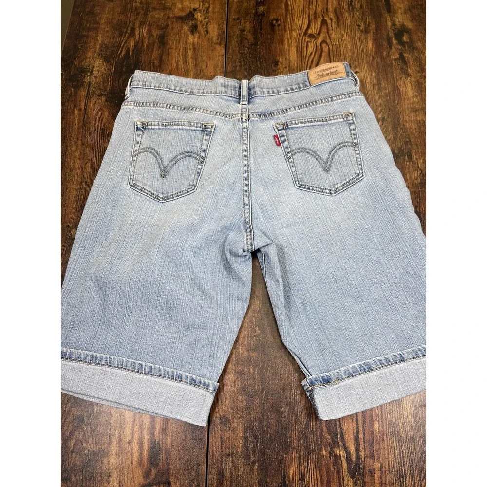 Levi's 515 Women's Shorts Size 6 Or 30x10 Measured Stretch Denim Cuffed Blue